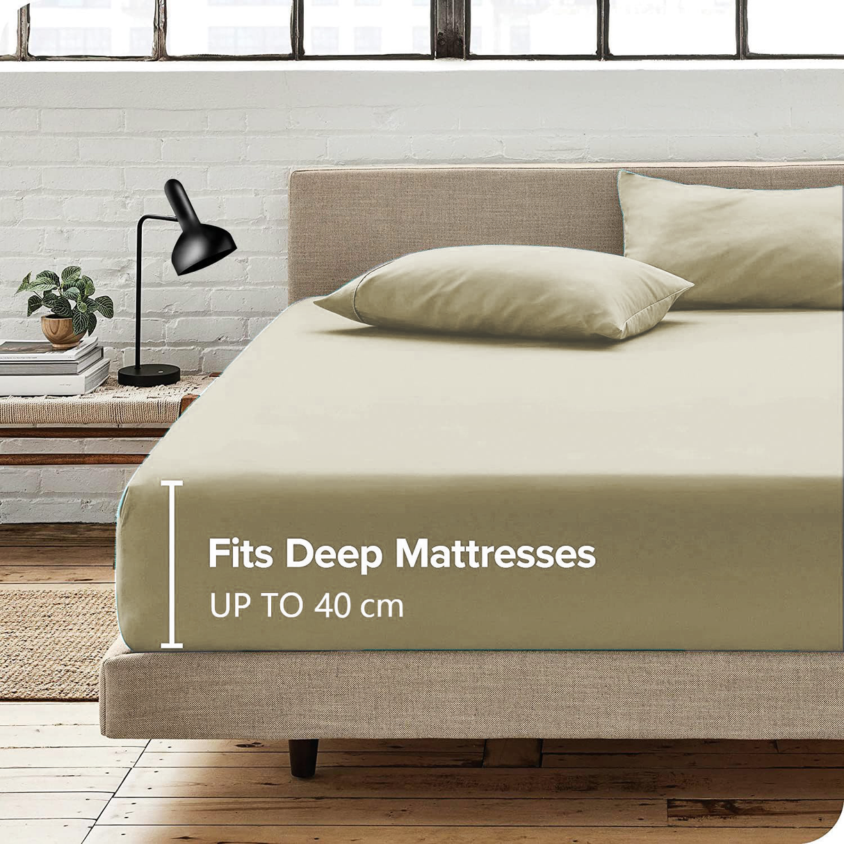 3 Piece Fitted Sheet Set- Fitted Sheet & Pillowcases -Breathable Bedding - Wrinkle, Fade, Stain Resistant- 40cm Deep Pocket Fitted Bed Sheet Set(Cream White,Super King)