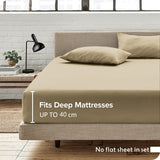 3 Piece Fitted Sheet Set- Fitted Sheet & Pillowcases -Breathable Bedding - Wrinkle, Fade, Stain Resistant- 40cm Deep Pocket Fitted Bed Sheet Set(Camel Beige,Super King)