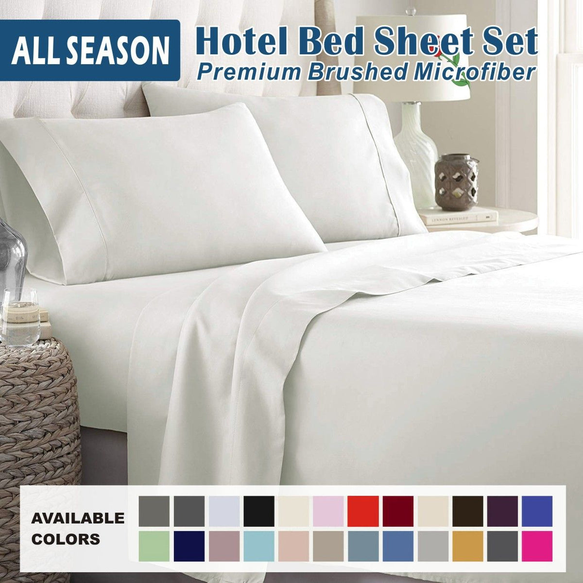 4 Piece Bed Sheet Set- Bedding Sheets & Pillowcases -Breathable Bedding - Wrinkle, Fade, Stain Resistant-Deep Pocket Flat Fitted Bed Sheet Set(Raw white,Super King)