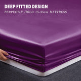 Art Silk Satin Sheet Set Hotel 4 Pieces Fitted/Flat Sheet Bedding Set-Luxury Soft Silky Sheets for Hair and Skin, Similar to Silk Bed Sheets Set 4 Pieces(Double,Purple)