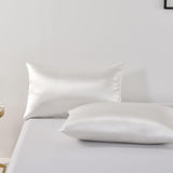 Satin Quilt cover Set Hotel 3 Pieces Quilt cover with Pillowcase, Art Silk Bedding Set-Luxury Soft Silky pillowcase for Hair and Skin, Similar to Silk Duvet/Donna Cover Set- 3 Pieces(King,White)