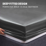 Art Silk Satin Sheet Set Hotel 4 Pieces Fitted/Flat Sheet Bedding Set-Luxury Soft Silky Sheets for Hair and Skin, Similar to Silk Bed Sheets Set 4 Pieces(King,Grey)