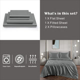 Art Silk Satin Sheet Set Hotel 3 Pieces Fitted/Flat Sheet Bedding Set-Luxury Soft Silky Sheets for Hair and Skin, Similar to Silk Bed Sheets Set 3 Pieces(King Single,Grey)
