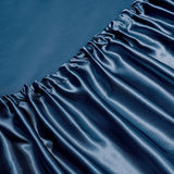 Art Silk Satin Sheet Set Hotel 3 Pieces Fitted/Flat Sheet Bedding Set-Luxury Soft Silky Sheets for Hair and Skin, Similar to Silk Bed Sheets Set 3 Pieces(King Single,Navy)