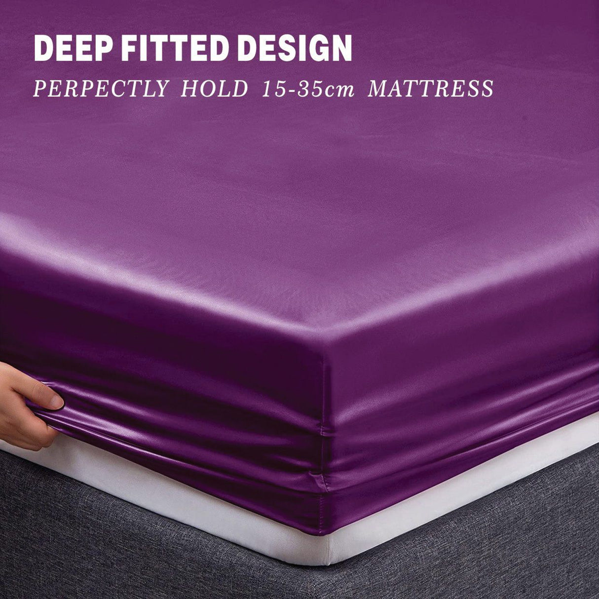 Art Silk Satin Sheet Set Hotel 3 Pieces Fitted/Flat Sheet Bedding Set-Luxury Soft Silky Sheets for Hair and Skin, Similar to Silk Bed Sheets Set 3 Pieces(King Single,Purple)