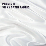 Art Silk Satin Sheet Set Hotel 4 Pieces Fitted/Flat Sheet Bedding Set-Luxury Soft Silky Sheets for Hair and Skin, Similar to Silk Bed Sheets Set 4 Pieces(Queen,White)
