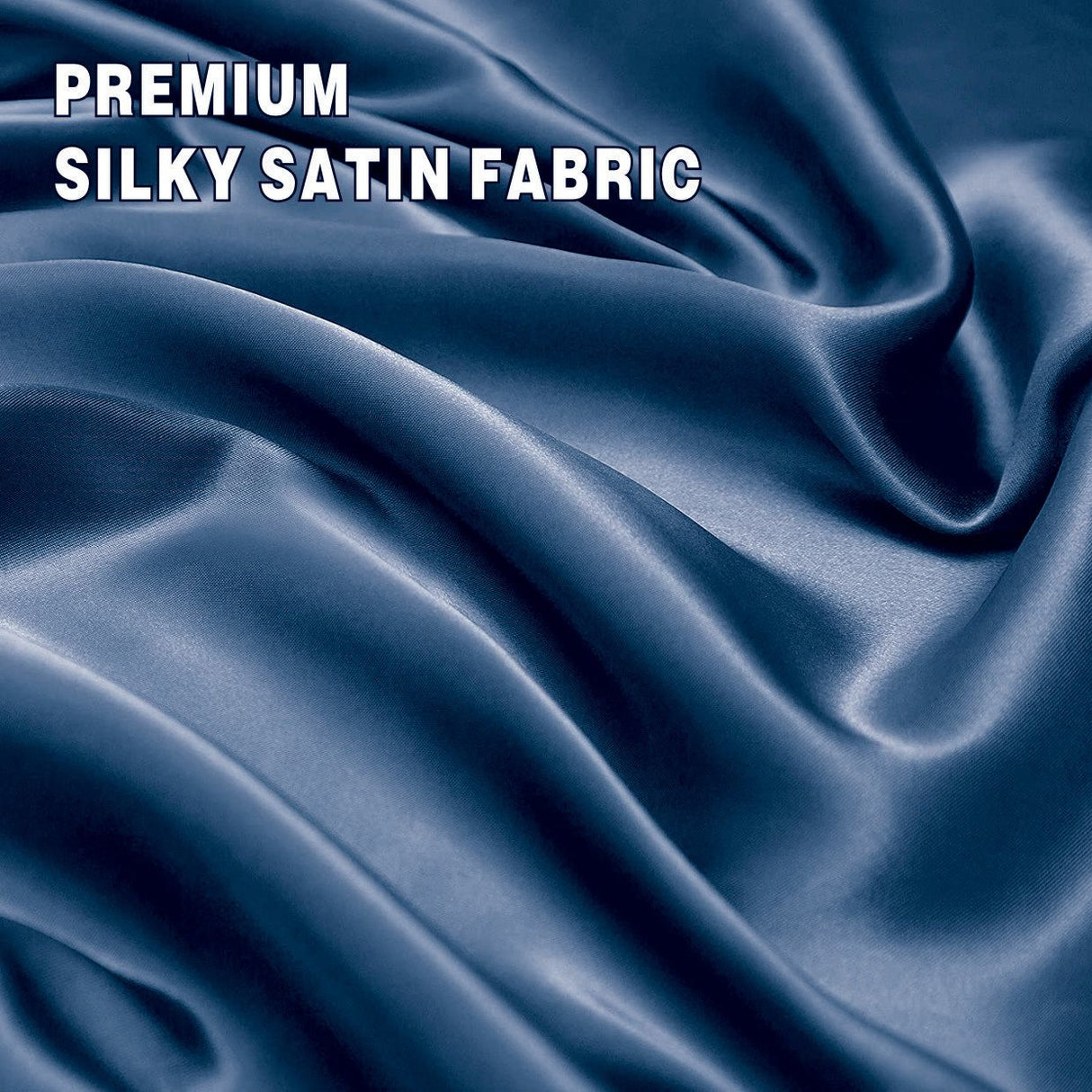 Art Silk Satin Sheet Set Hotel 4 Pieces Fitted/Flat Sheet Bedding Set-Luxury Soft Silky Sheets for Hair and Skin, Similar to Silk Bed Sheets Set 4 Pieces(Queen,Navy)