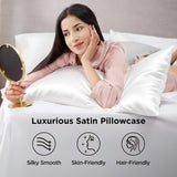 Silk Feel  Pillowcase for Hair and Skin Mulberry Silk Pillowcase Soft Breathable Smooth Both Sided Natural Silk Pillowcase with Envelope pocket Beauty Sleep Silk Pillow Case for Gift (2 Pack, Standard, White)
