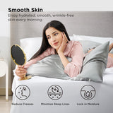 Silk Feel  Pillowcase for Hair and Skin Mulberry Silk Pillowcase Soft Breathable Smooth Both Sided Natural Silk Pillowcase with Envelope pocket Beauty Sleep Silk Pillow Case for Gift (2 Pack, Standard, Grey)
