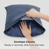 Silk Pillowcase for Hair and Skin Mulberry Silk Pillowcase Soft Breathable Smooth Both Sided Natural Silk Pillowcase with Envelope pocket Beauty Sleep Silk Pillow Case for Gift (2 Pack, Standard, Navy)