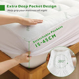 800GSM Mattress Topper Viscose Derived from Bamboo, Thick Pillowtop Fitted Mattress Cover with 45cm Deep Skirt - Machine Washable Hypoallergenic（King Single,Green）