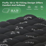 800GSM Mattress Topper Viscose Derived from Bamboo, Thick Pillowtop Fitted Mattress Cover with 45cm Deep Skirt - Machine Washable Hypoallergenic（Single,Black）