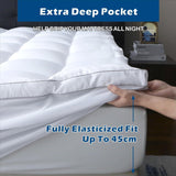 1000GSM Mattress Topper Viscose Derived from Bamboo, Thick Pillowtop Fitted Mattress Cover with 45cm Deep Skirt - Machine Washable Hypoallergenic(Super King,Black)