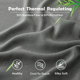 3 Piece Hotel Bamboo Cooling Fitted Sheet Set & Pillowcase -Ultra Soft 2000TC Breathable Fitted Bed Sheets Set with 37 Centimetre Deep Pocket-Cooling Sheets for Hot Sleepers(Grey,Double)