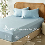 3 Piece Hotel Bamboo Cooling Fitted Sheet Set & Pillowcase -Ultra Soft 2000TC Breathable Fitted Bed Sheets Set with 37 Centimetre Deep Pocket-Cooling Sheets for Hot Sleepers(Sky Blue,Double)