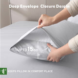 3 Piece Hotel Bamboo Cooling Fitted Sheet Set & Pillowcase -Ultra Soft 2000TC Breathable Fitted Bed Sheets Set with 37 Centimetre Deep Pocket-Cooling Sheets for Hot Sleepers(Silver-gray,Double)