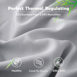 3 Piece Hotel Bamboo Cooling Fitted Sheet Set & Pillowcase -Ultra Soft 2000TC Breathable Fitted Bed Sheets Set with 37 Centimetre Deep Pocket-Cooling Sheets for Hot Sleepers(Silver-gray,Double)