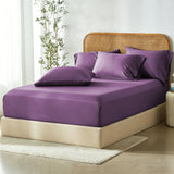 3 Piece Hotel Bamboo Cooling Fitted Sheet Set & Pillowcase -Ultra Soft 2000TC Breathable Fitted Bed Sheets Set with 37 Centimetre Deep Pocket-Cooling Sheets for Hot Sleepers(Purple,Double)