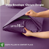 3 Piece Hotel Bamboo Cooling Fitted Sheet Set & Pillowcase -Ultra Soft 2000TC Breathable Fitted Bed Sheets Set with 37 Centimetre Deep Pocket-Cooling Sheets for Hot Sleepers(Purple,Double)