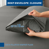 4 Piece Hotel Bamboo Cooling Sheet Set -Ultra Soft 2000TC Breathable Bed Sheets Set with 37 Centimetre Deep Pocket-Cooling Sheets for Hot Sleepers(Grey,Double)