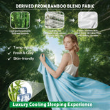 4 Piece Hotel Bamboo Cooling Sheet Set -Ultra Soft 2000TC Breathable Bed Sheets Set with 37 Centimetre Deep Pocket-Cooling Sheets for Hot Sleepers(Sky Blue,Double)