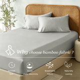 3 Piece Hotel Bamboo Cooling Fitted Sheet Set & Pillowcase -Ultra Soft 2000TC Breathable Fitted Bed Sheets Set with 37 Centimetre Deep Pocket-Cooling Sheets for Hot Sleepers(Silver-gray,King)