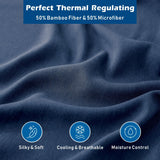 4 Piece Hotel Bamboo Cooling Sheet Set -Ultra Soft 2000TC Breathable Bed Sheets Set with 37 Centimetre Deep Pocket-Cooling Sheets for Hot Sleepers(Navy,King)