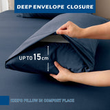 4 Piece Hotel Bamboo Cooling Sheet Set -Ultra Soft 2000TC Breathable Bed Sheets Set with 37 Centimetre Deep Pocket-Cooling Sheets for Hot Sleepers(Navy,King)
