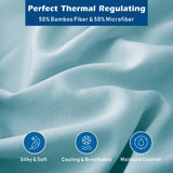 4 Piece Hotel Bamboo Cooling Sheet Set -Ultra Soft 2000TC Breathable Bed Sheets Set with 37 Centimetre Deep Pocket-Cooling Sheets for Hot Sleepers(Sky Blue,King)