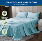 4 Piece Hotel Bamboo Cooling Sheet Set -Ultra Soft 2000TC Breathable Bed Sheets Set with 37 Centimetre Deep Pocket-Cooling Sheets for Hot Sleepers(Sky Blue,King)