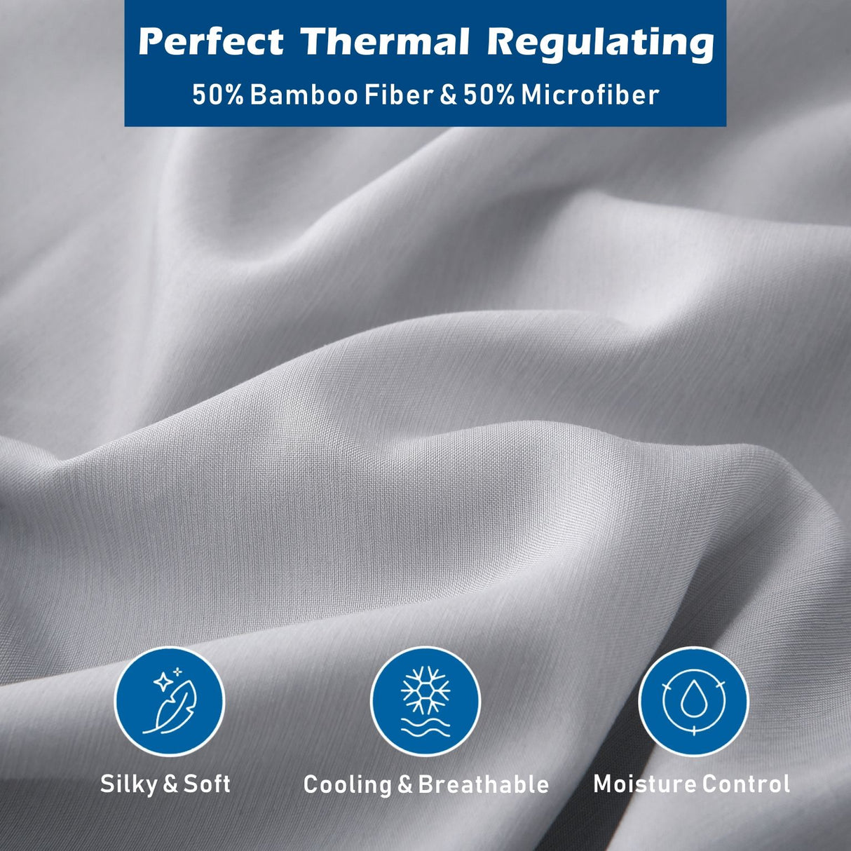4 Piece Hotel Bamboo Cooling Sheet Set -Ultra Soft 2000TC Breathable Bed Sheets Set with 37 Centimetre Deep Pocket-Cooling Sheets for Hot Sleepers(Silver-gray,King)