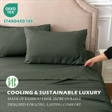 3 Piece Hotel Bamboo Cooling Sheet Set -Ultra Soft 2000TC Breathable Bed Sheets Set with 37 Centimetre Deep Pocket-Cooling Sheets for Hot Sleepers(Olive green,King Single)