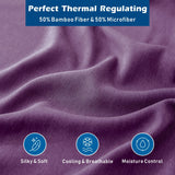 3 Piece Hotel Bamboo Cooling Sheet Set -Ultra Soft 2000TC Breathable Bed Sheets Set with 37 Centimetre Deep Pocket-Cooling Sheets for Hot Sleepers(Purple,King Single)