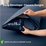 3 Piece Hotel Bamboo Cooling Fitted Sheet Set & Pillowcase -Ultra Soft 2000TC Breathable Fitted Bed Sheets Set with 37 Centimetre Deep Pocket-Cooling Sheets for Hot Sleepers(Navy,Queen)