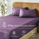 3 Piece Hotel Bamboo Cooling Fitted Sheet Set & Pillowcase -Ultra Soft 2000TC Breathable Fitted Bed Sheets Set with 37 Centimetre Deep Pocket-Cooling Sheets for Hot Sleepers(Purple,Queen)