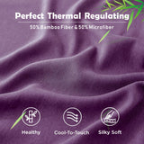 3 Piece Hotel Bamboo Cooling Fitted Sheet Set & Pillowcase -Ultra Soft 2000TC Breathable Fitted Bed Sheets Set with 37 Centimetre Deep Pocket-Cooling Sheets for Hot Sleepers(Purple,Queen)