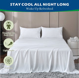 4 Piece Hotel Bamboo Cooling Sheet Set -Ultra Soft 2000TC Breathable Bed Sheets Set with 37 Centimetre Deep Pocket-Cooling Sheets for Hot Sleepers(White,Queen)