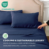 4 Piece Hotel Bamboo Cooling Sheet Set -Ultra Soft 2000TC Breathable Bed Sheets Set with 37 Centimetre Deep Pocket-Cooling Sheets for Hot Sleepers(Navy,Queen)