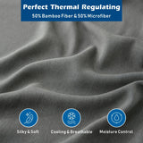 3 Piece Hotel Bamboo Cooling Sheet Set -Ultra Soft 2000TC Breathable Bed Sheets Set with 37 Centimetre Deep Pocket-Cooling Sheets for Hot Sleepers(Grey,Single)