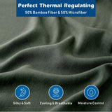 3 Piece Hotel Bamboo Cooling Sheet Set -Ultra Soft 2000TC Breathable Bed Sheets Set with 37 Centimetre Deep Pocket-Cooling Sheets for Hot Sleepers(Olive green,Single)