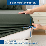 3 Piece Hotel Bamboo Cooling Sheet Set -Ultra Soft 2000TC Breathable Bed Sheets Set with 37 Centimetre Deep Pocket-Cooling Sheets for Hot Sleepers(Olive green,Single)