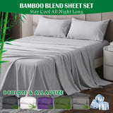 3 Piece Hotel Bamboo Cooling Sheet Set -Ultra Soft 2000TC Breathable Bed Sheets Set with 37 Centimetre Deep Pocket-Cooling Sheets for Hot Sleepers(Silver-gray,Single)