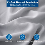3 Piece Hotel Bamboo Cooling Sheet Set -Ultra Soft 2000TC Breathable Bed Sheets Set with 37 Centimetre Deep Pocket-Cooling Sheets for Hot Sleepers(Silver-gray,Single)