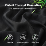 3 Piece Hotel Bamboo Cooling Fitted Sheet Set & Pillowcase -Ultra Soft 2000TC Breathable Fitted Bed Sheets Set with 37 Centimetre Deep Pocket-Cooling Sheets for Hot Sleepers(Black,Super King)