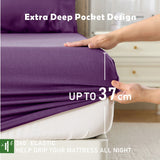 3 Piece Hotel Bamboo Cooling Fitted Sheet Set & Pillowcase -Ultra Soft 2000TC Breathable Fitted Bed Sheets Set with 37 Centimetre Deep Pocket-Cooling Sheets for Hot Sleepers(Purple,Super King)