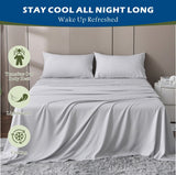 4 Piece Hotel Bamboo Cooling Sheet Set -Ultra Soft 2000TC Breathable Bed Sheets Set with 37 Centimetre Deep Pocket-Cooling Sheets for Hot Sleepers(Silver-gray,Super King)
