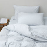 Cotton Seersucker 4 Piece Set Washed Striped 150x200cm