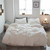 Cotton 4 Piece Set Modern Minimalist White Bed hat kit_1.8m bed-increase quilt cover 220x 240cm four-piece set