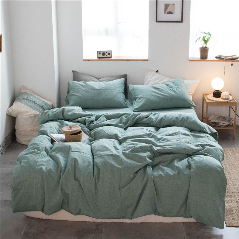 Cotton 4 Piece Set Modern Minimalist White 1.5m bed-quilt cover 200x 230cm (four-piece set)