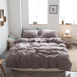 Cotton 4 Piece Set Modern Minimalist White Bed sheet kit_1.2m bed-quilt cover 150x 200 (3-piece set)